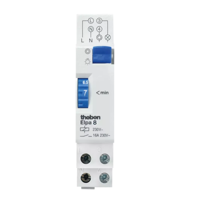 Theben ELPA 8 1 Module DIN Rail Electro-Mechanical Staircase Light Time Switch