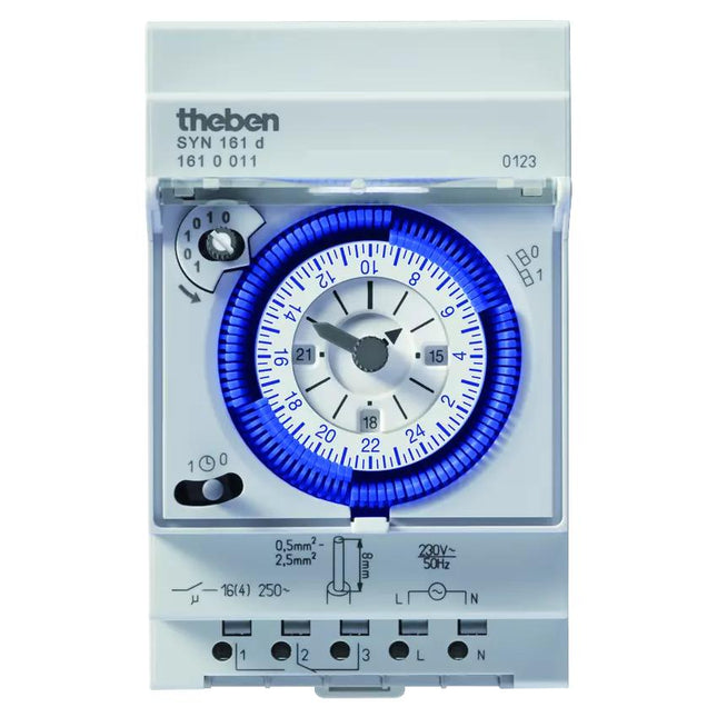 Theben SYN 161 D 3 Module 1 Channel Daily Program DIN Rail Analogue Segment Time Switch