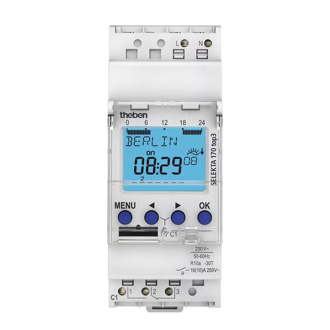 Theben Selekta 170 Top3 2 Module 1 Channel Weekly Program Astronomical Din Rail Digital Time Switch