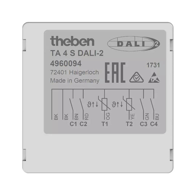 Theben TA 4 S DALI-2 DALI-2 Push Button Interface 4-Gang Flush-Mount