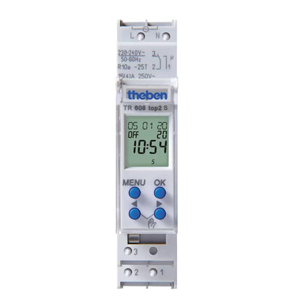 Theben Tr 608 Top2 S 1 Module 1 Channel Weekly Program Din Rail Digital Time Switch