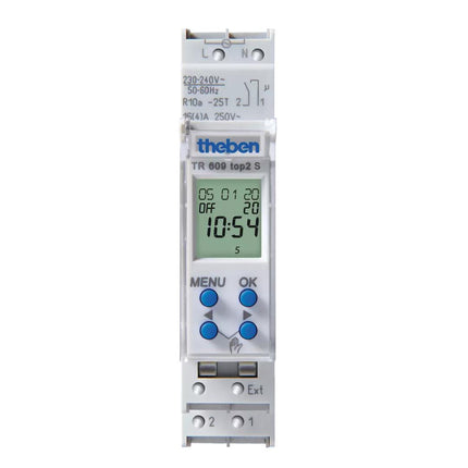 Theben Tr 609 Top2 S Digital Time Switch 1 Channel Reg/Din Rail/Top-Hat Rail