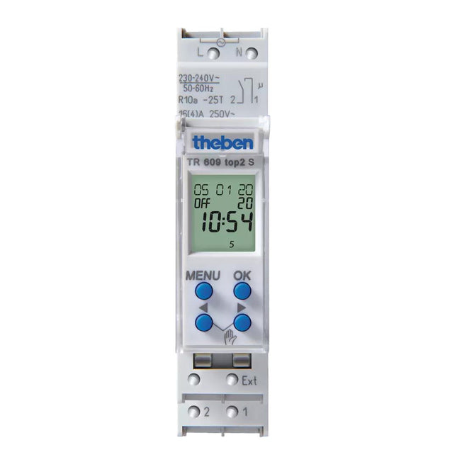 Theben Tr 609 Top2 S Digital Time Switch 1 Channel Reg/Din Rail/Top-Hat Rail