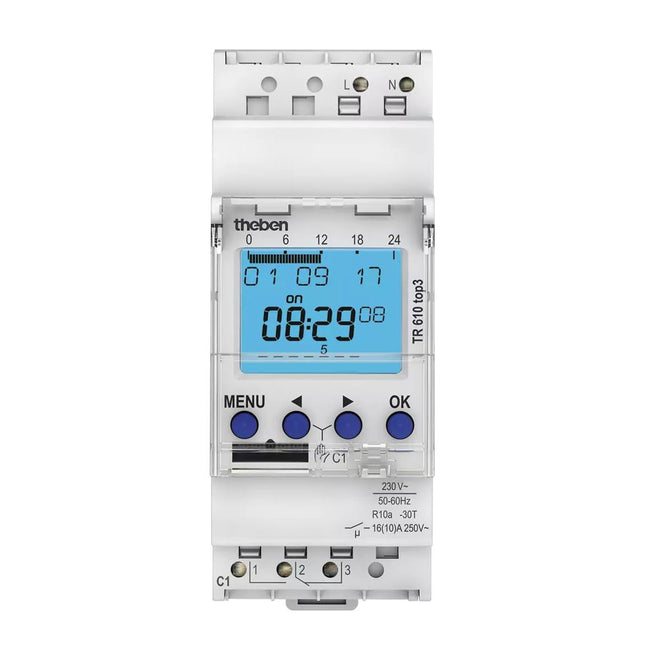 Theben Tr 610 Top3 2 Module 1 Channel Weekly Program Din Rail Digital Time Switch