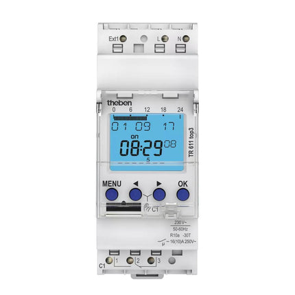 Theben Tr 611 Top3 2 Module 1 Channel Weekly Program Din Rail Digital Time Switch