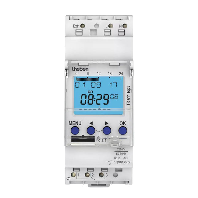 Theben Tr 611 Top3 2 Module 1 Channel Weekly Program Din Rail Digital Time Switch